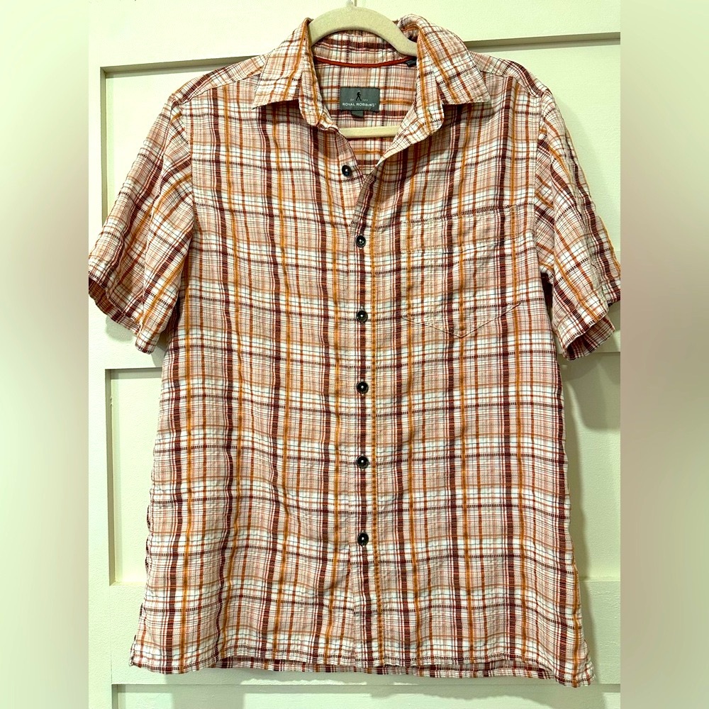 Royal Robbins Men’s button down shirt woven hiking shirt casual button down sm